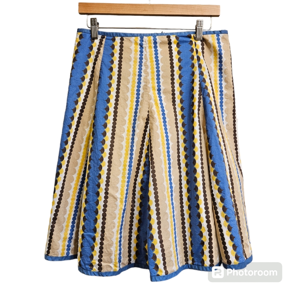 Boden brown and yellow bubble stripe A lined fit and flare skirt, 10 R